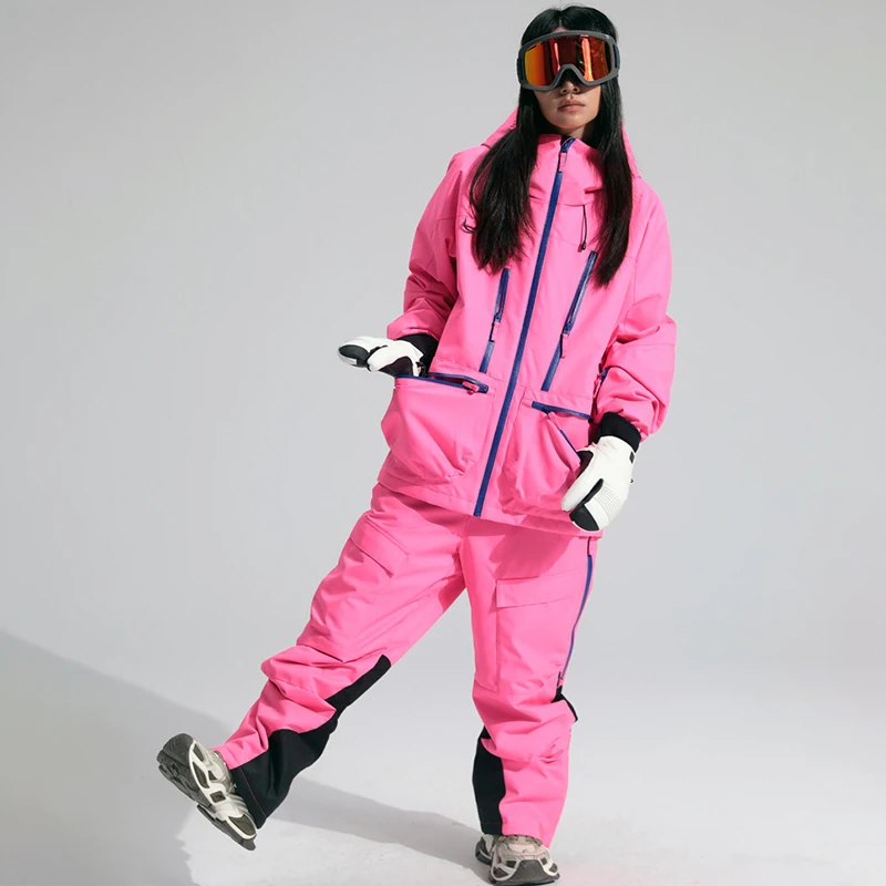 

Winter Outdoor Sport Man Skiing Sets Hooded Jacket Pants Women Snow Suits Mountain Snowmobile Outfits Cross-country Warm Costume