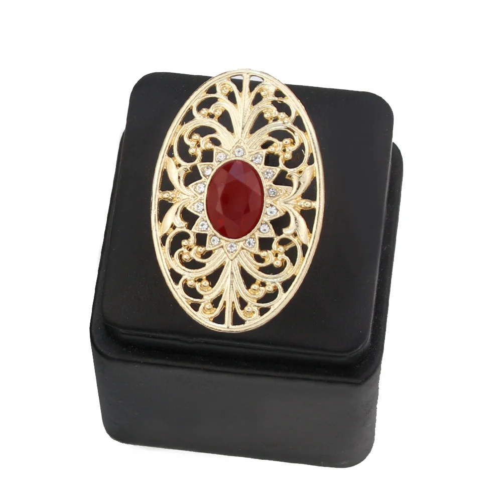Sunspicems Chic Algeria Morocco Ring Oval Hollow Arabesque Arabic Ring 18k Gold Color Adjustable Anillos Bride Wedding Jewelry