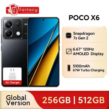POCO X6 5G smartphones NFC Leeuwebek ®   7s Gen 2 120Hz 64MP drievoudige camera met OIS 67W opladen 5100mAh Global Version