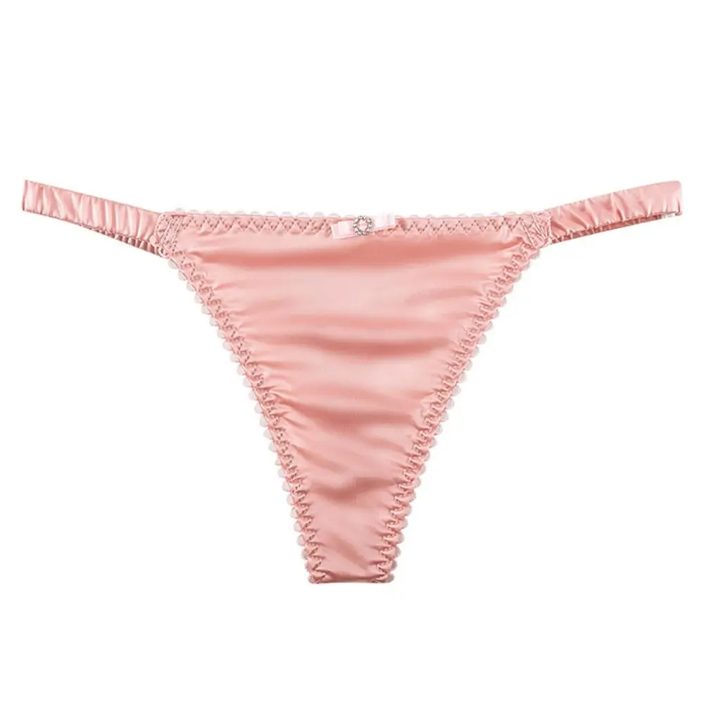 Seamless Sports Panties Solid Color Low-waist For Women Thin Belt Women Thong Female Lingerie Satin Briefs Bow Panties