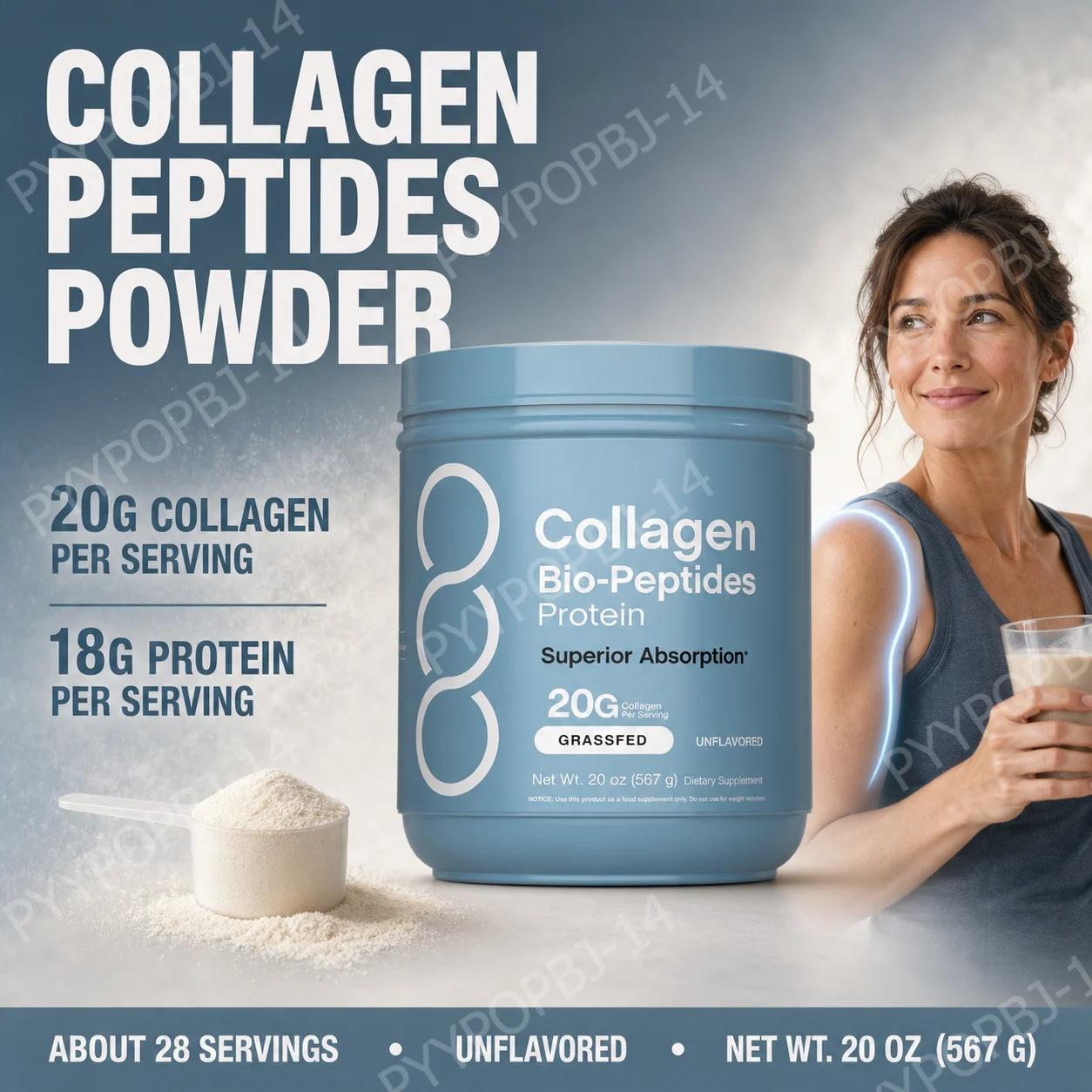 Collagen Peptide Powder - مسحوق ببتيدات الكولاجين 20 جرام لكل
