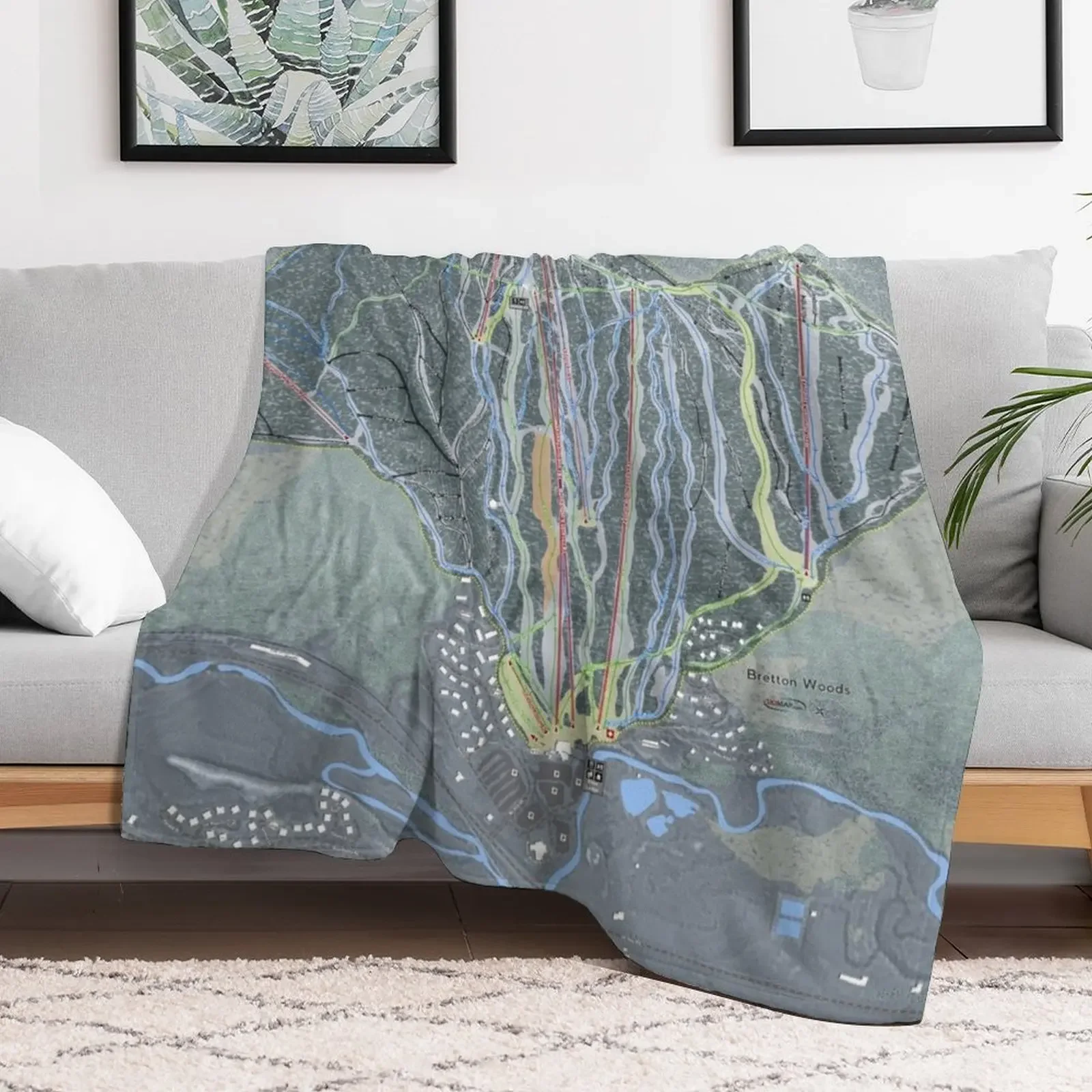 Bretton Woods Resort Trail Map Throw Blanket Lightweight Cozy Blanket for Bed Sofa