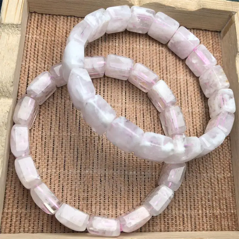 Natural Flower Agate Bangle Handmade Crystal Quartz Jewelry Stretch Bangle Children Birthday Gift 1pcs 12X12MM