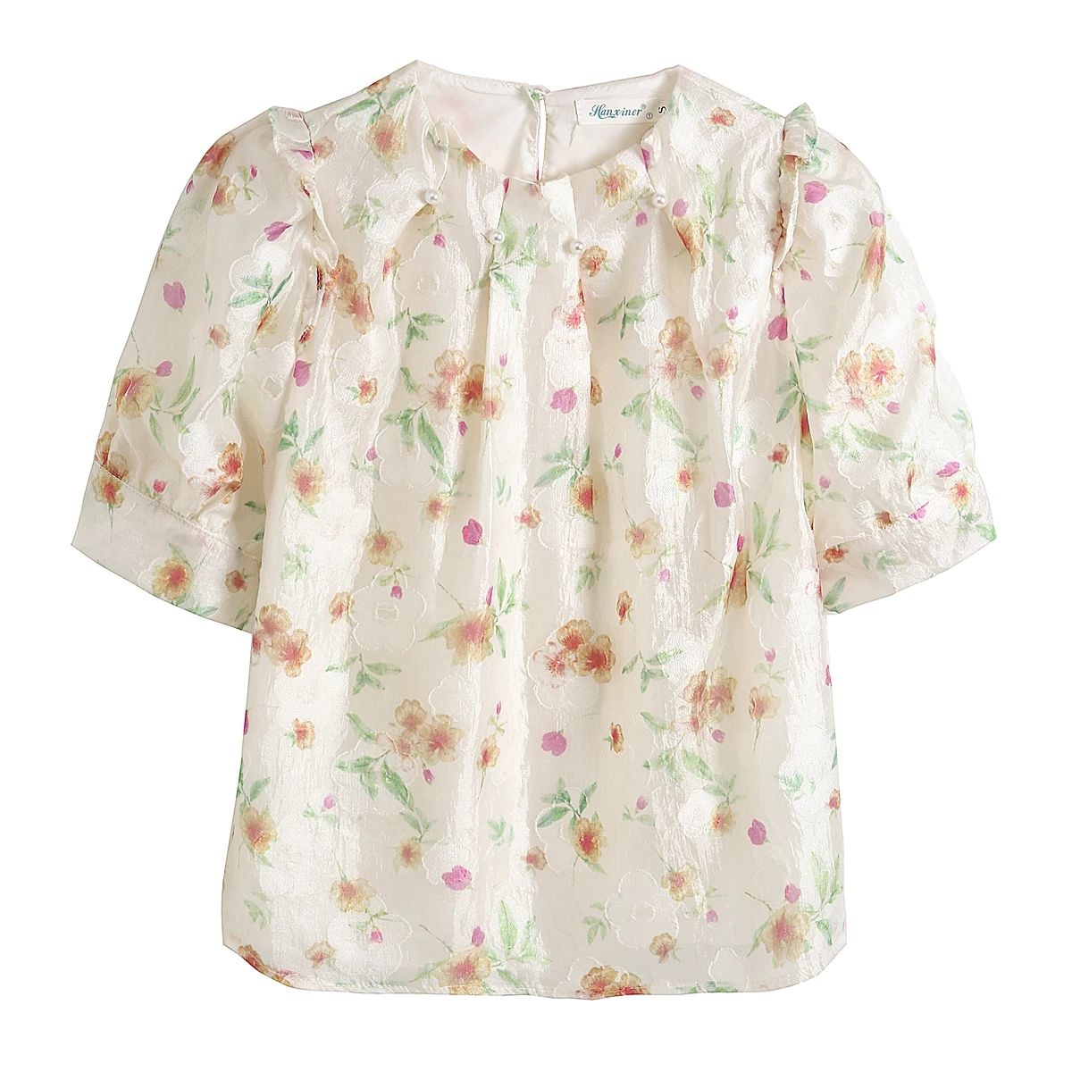 New Summer Women Tops Print Chiffon Blouse Shirt Blusas Mujer De Moda 2024 Verano Elegantes Short Sleeve Blouse Women Tops G518