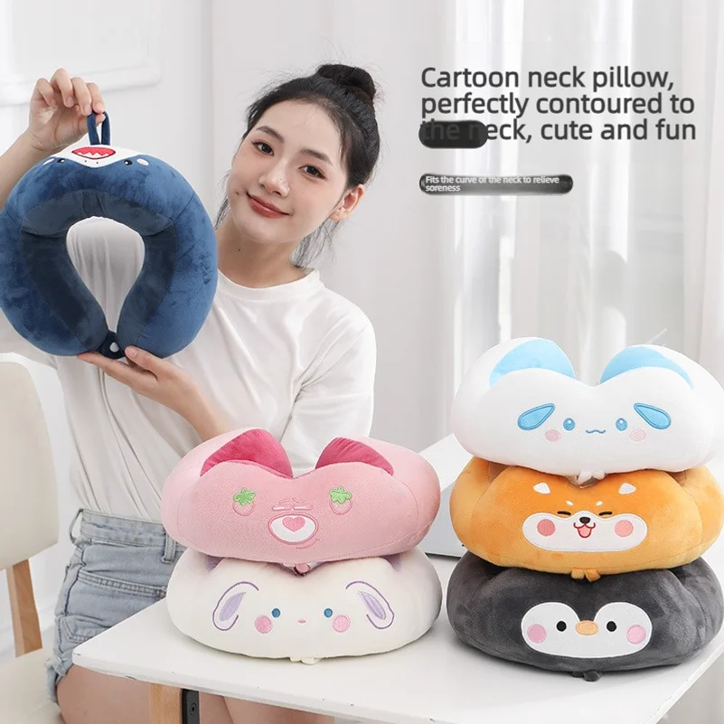 Cartoon PP cotton U-shaped pillow, soft PP cotton filling, cute U-shaped pillow, perfect for naps