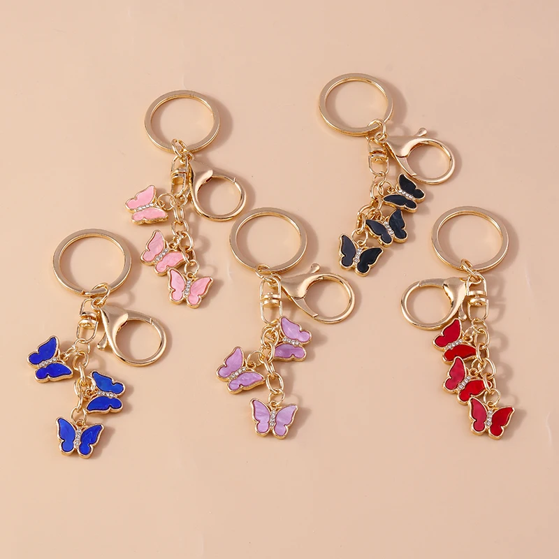 Mode Schmetterling Schlüsselbund Emaille Fliegende Tier Schlüssel Ketten für Frauen Männer Auto Schlüssel Handtasche Hängen Schlüsselanhänger DIY Zubehör – Detail 1