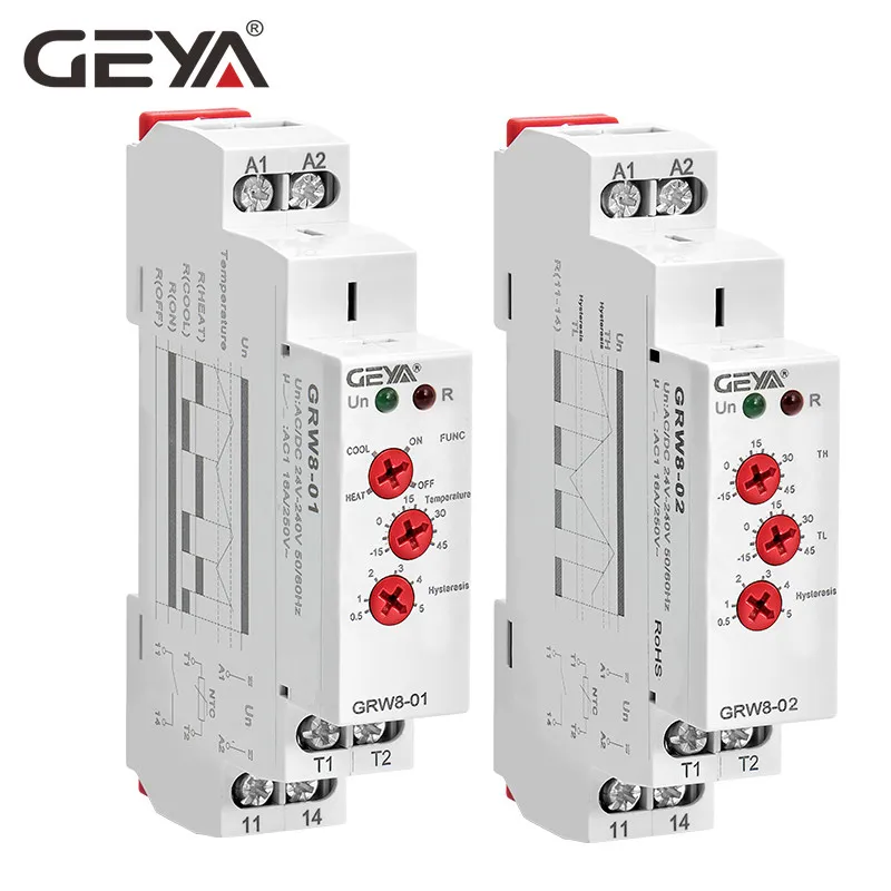 GEYA GRW8 Temerature Control Relay with Waterproof Sensor AC/DC24V-240V 16A Electrical Relays Temperature Controller