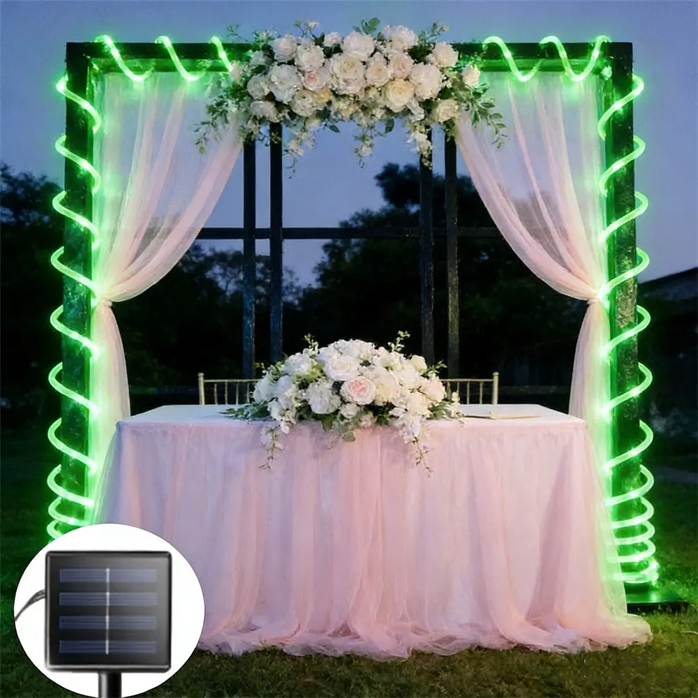 Luzes de Corda Solares, Luzes LED Solares para Caminhos, Iluminação Externa para Jardim, Luzes de Corda Solares à Prova d'Água, 8 Modos de Luz