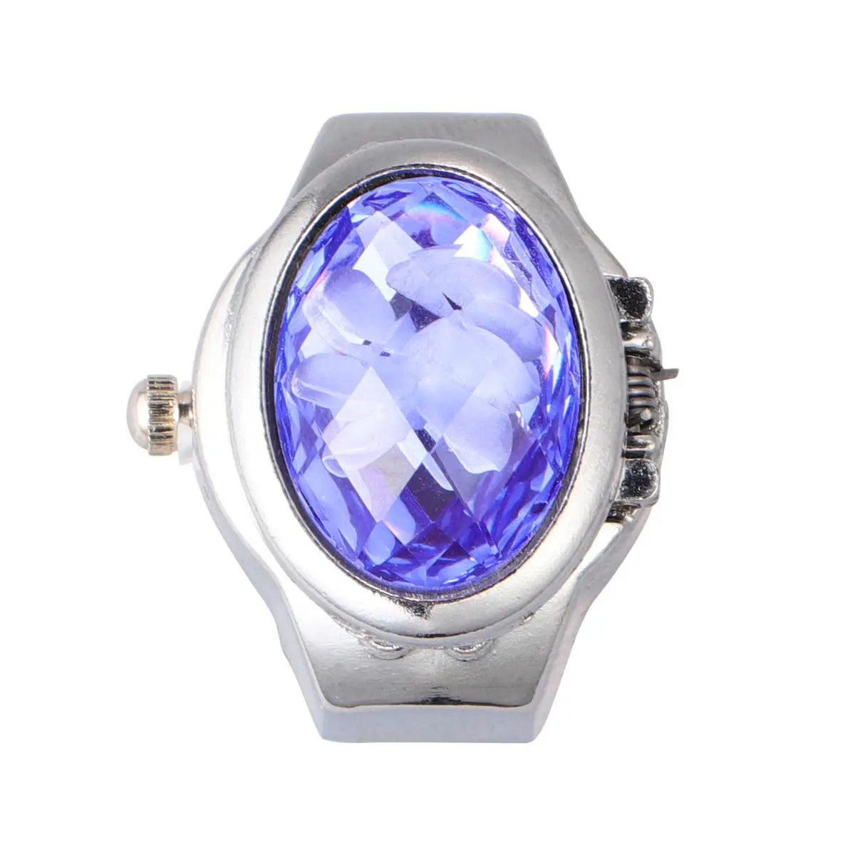 

Oval Purple Watch Shaped Finger Ring Stylish Unisex Mini Quartz Watch Ring Fashion Accessory Gift for Birthday Christmas