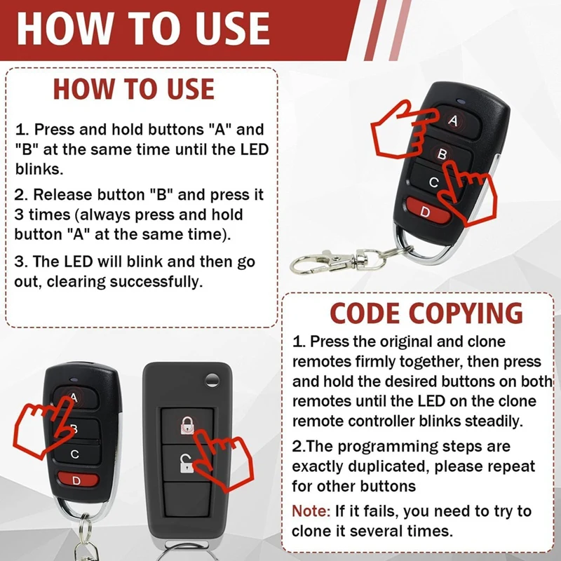 Pack Of 4 Universal Garage Door Remote Controls,433 Mhz,Clone Remote Switch For Gates And Garages, Handheld Transmitter