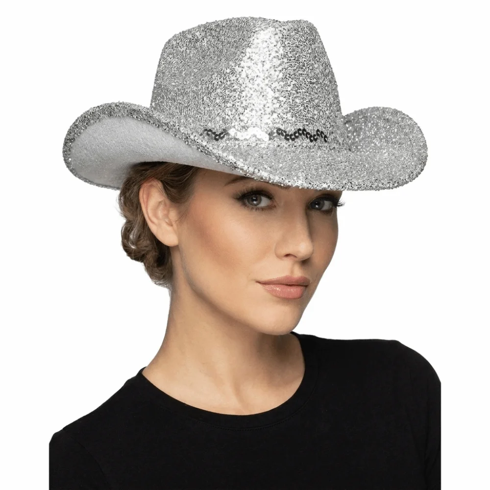 Cool Sequin Bowler Hat Shimmering Adjustable Western Cowboy Hat Glitter Fedoras Hat Cowgirl Hat Girl