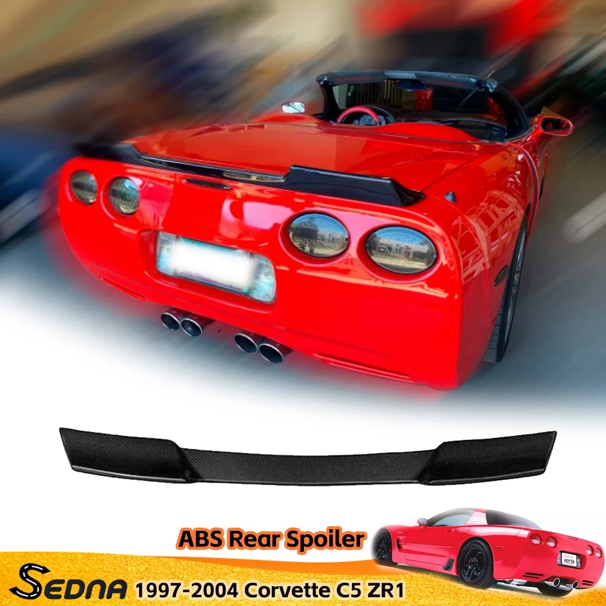 

For 1997-2004 Corvette C5 ZR1 Carbon Look Rear Trunk Wing Spoiler Carbon fiber pattern and Bright black car Sports Accessories
