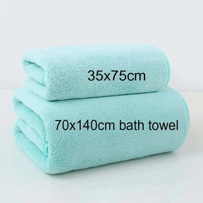 Grey Pink Solid Color Coral Fleece Towel Set Thickened Soft Absorbent Bath Towels for Home Gym Face Washing - Soft Towels Set