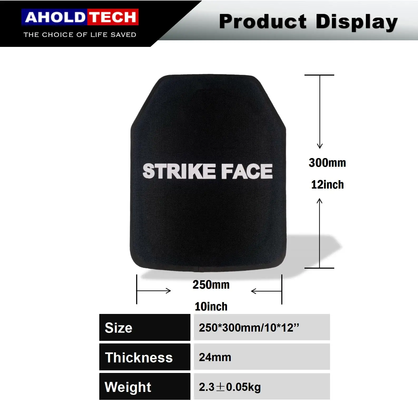 Aholdtech Hard Armor Plate Aluminium oxide ceramic NIJ III+ Ballistic Vest Bulletproof Backpack Ballistic Board 10x12 Big Plates