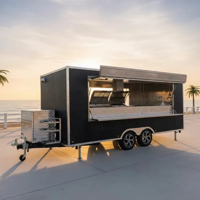 Mobile Fast Food Truck Street Vending Trailer With Multifunctional Cooking Equipment For Burger Hot Dog Snack Business Customize