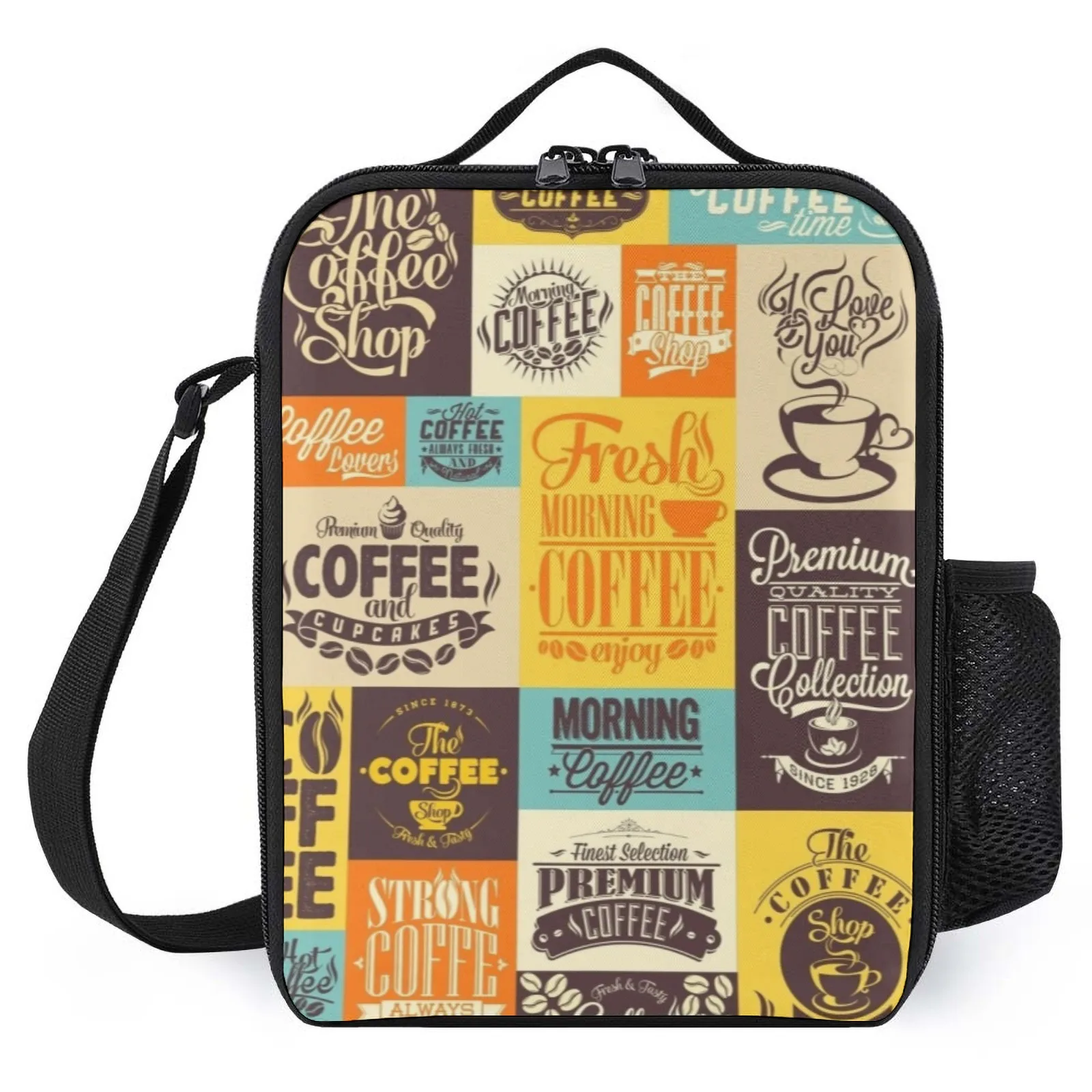 

Coffee Retro Vintage Art Lancheira Printed Lunch Bag Thermal Kids Thermal Food Bag Insulation Lunch Box Bag