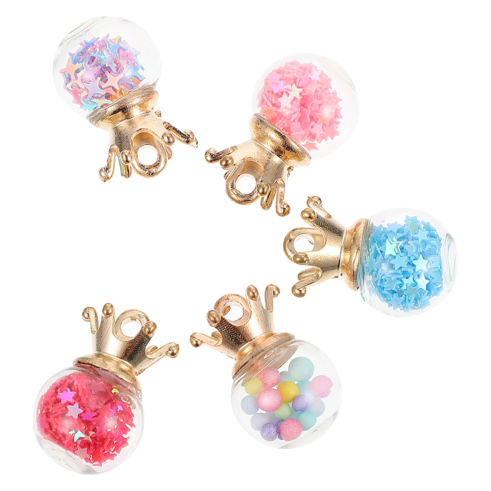 

30 Pcs Colored Glass Balls Crown Shaped DIY Pendants Jewelry Accessories Decorative Charms Necklace Bracelet Keychain