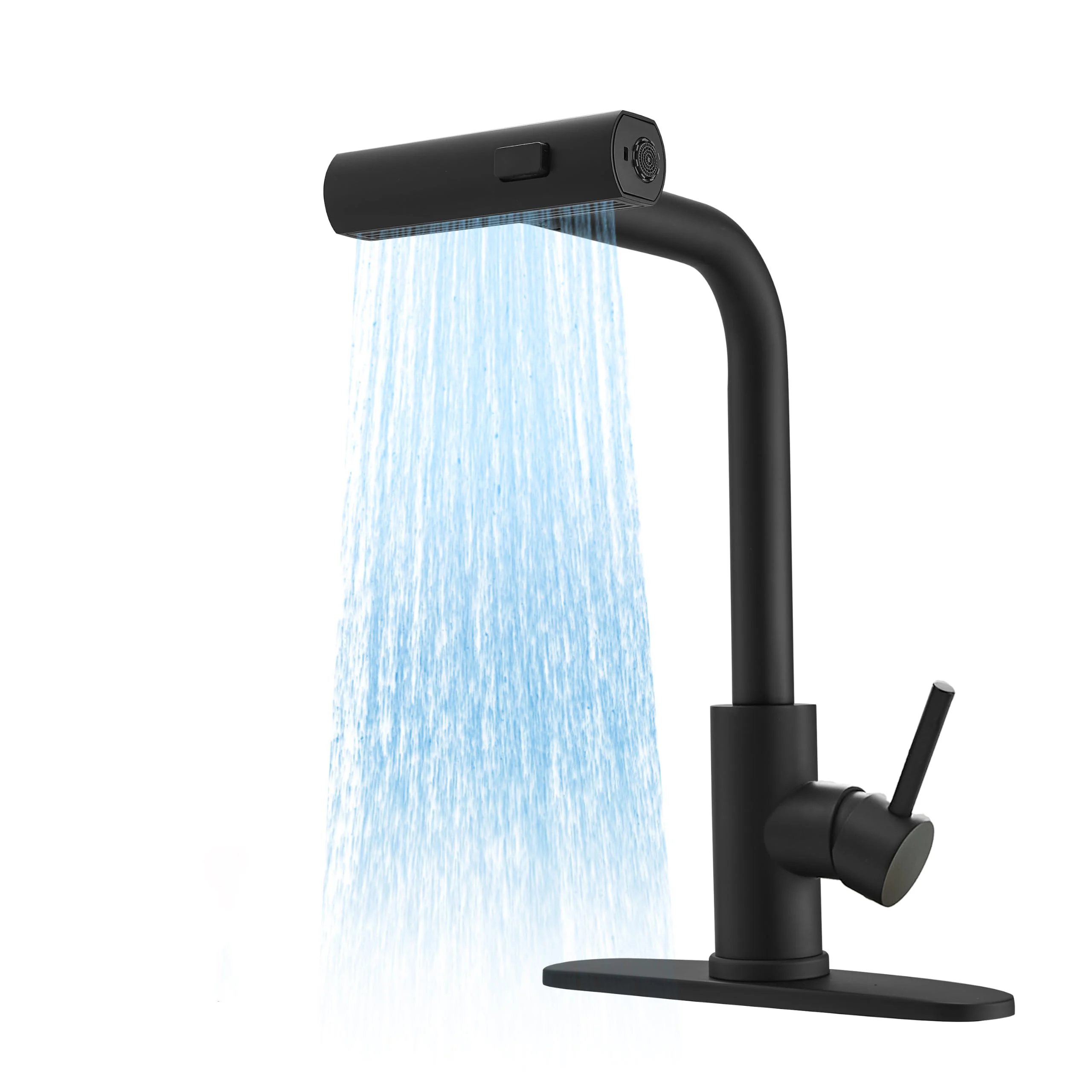 Nickel 304 Stainless Steel Pull-out Kitchen Faucet Waterfall Hot And Cold Mixed Water Sink Tap Multi-function Rinse Rotate 3668
