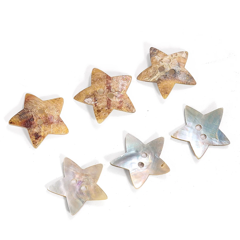 30PCS Natural Shell Botões Mãe de Pérola Botão Estrela 2 Buraco Artesanato DIY Roupas Costura Suprimentos Scrapbooking Embellishments