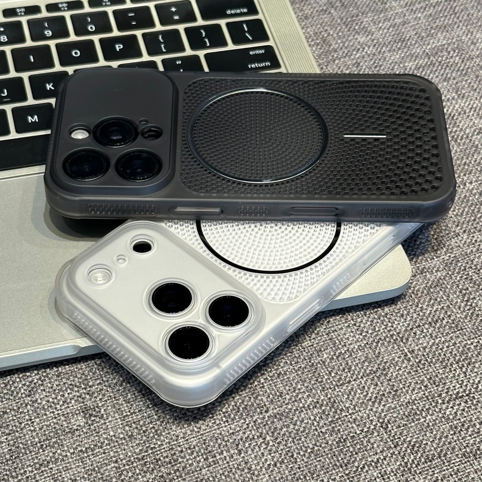  Cooling Heat Dissipation Magnetic For Magsafe Clear Phone Case For iPhone 17 16 15 14 13 Pro Max Mesh Hole Breathable PC Cover 