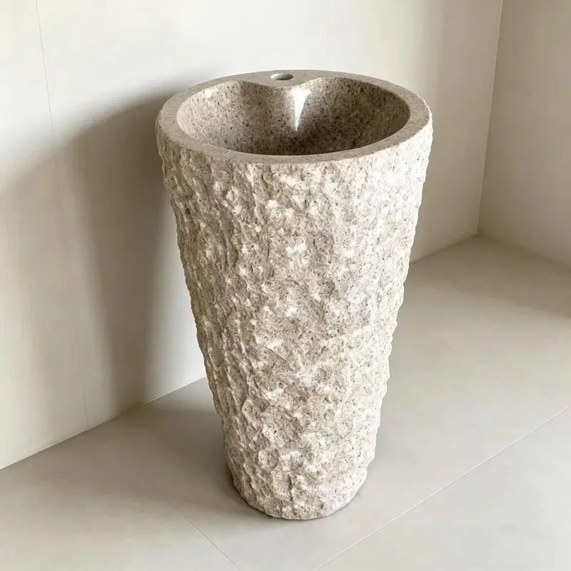 Natural Beige Marble Freestanding Basin Rustic Luxury Bathroom Sink for Hotel and Home Washbasin