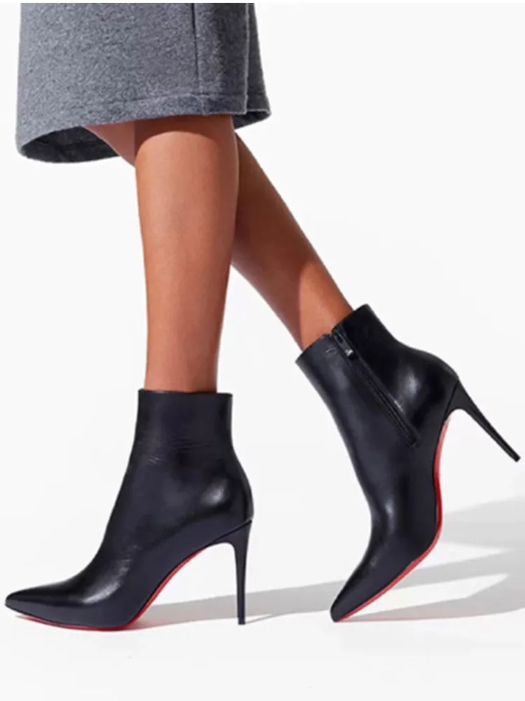 

2025Women's New Slim High-heeled Boots with Fashionable Pointed Side Zipper, High Tube, Large Size, Knee Length Women's Boots