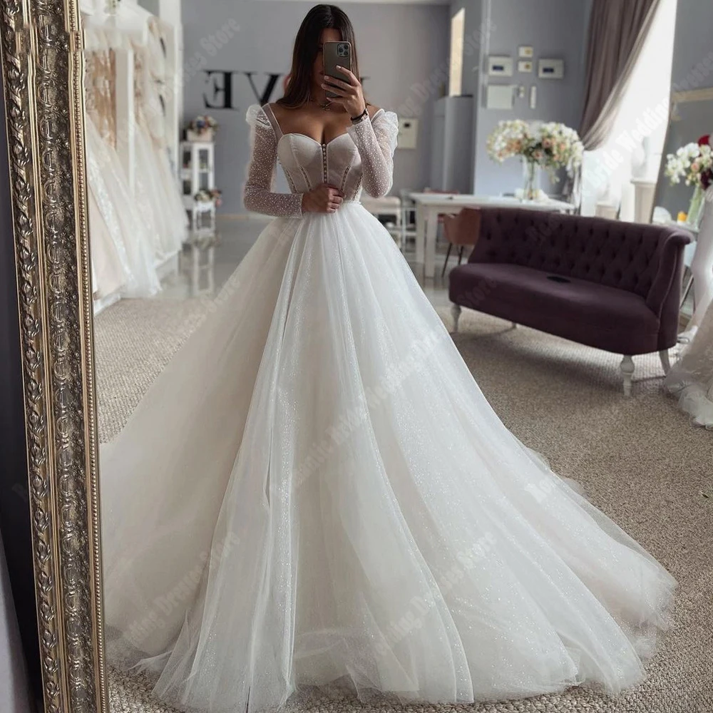 

Elegant Lace Long Sleeves Wedding Dresses Luxurious Appliques Extra Large Palace Skirt Hem Bride Gowns Summer Tailored For Women