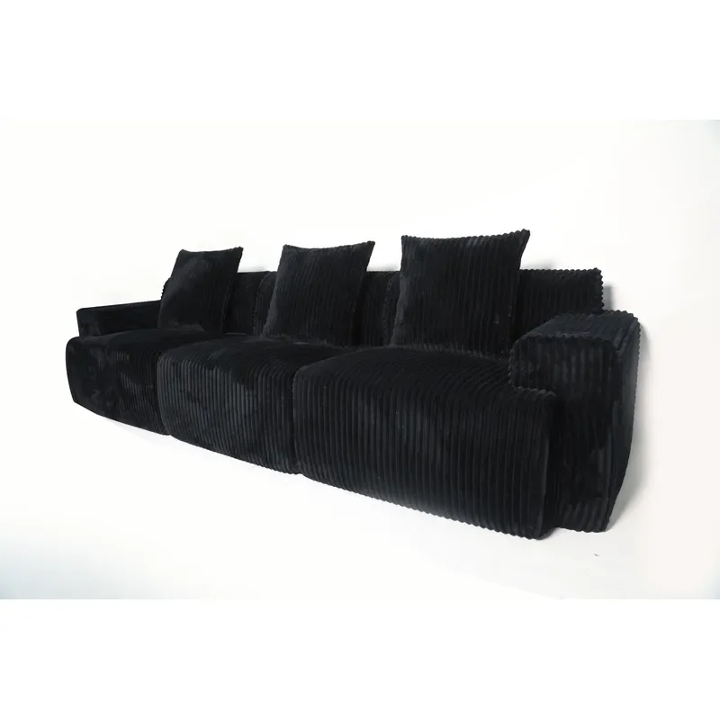 Space-Optimized Compressed Sofa Set - Villa-Style Fabric Upholstery Sponge-Core Apartment/Hotel-Grade Comfort