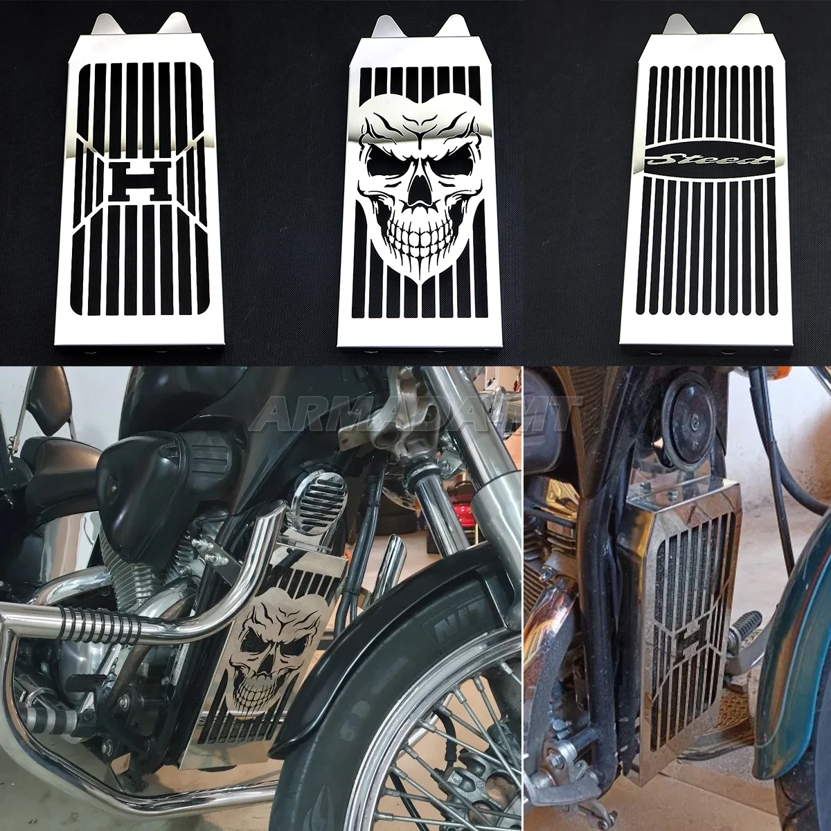 For HONDA Shadow VT600 VLX 600 Steed 400 1988-2007 Motorcycle Accessories Chrome Radiator Guard Protection Grille Cover Steel