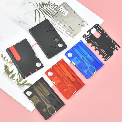 Imagen 1 del producto Tarjeta de crédito de bolsillo 10 en 1, multiherramientas portátiles, equipo de supervivencia para acampar al aire libre, 1 caja, herramientas portátiles para tarjetas de senderismo, equipo