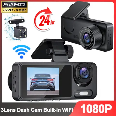 자동차에 대 한 1080P 대시 캠 WIFI 비디오 레코더 3 렌즈 자동차 DVR 후면보기 카메라 차량 블랙 박스 주차 모니터 자동차 Assecories