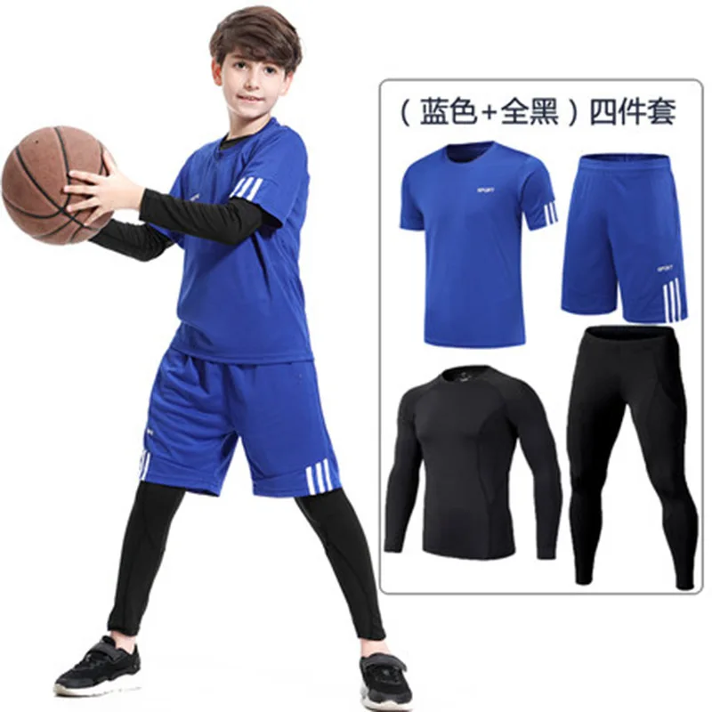 New Autumn Winter 4Pcs Thermal Base Layer Sportswear Set for Adults & Kids,Slim Compression Fitness Outfit,Sports Training