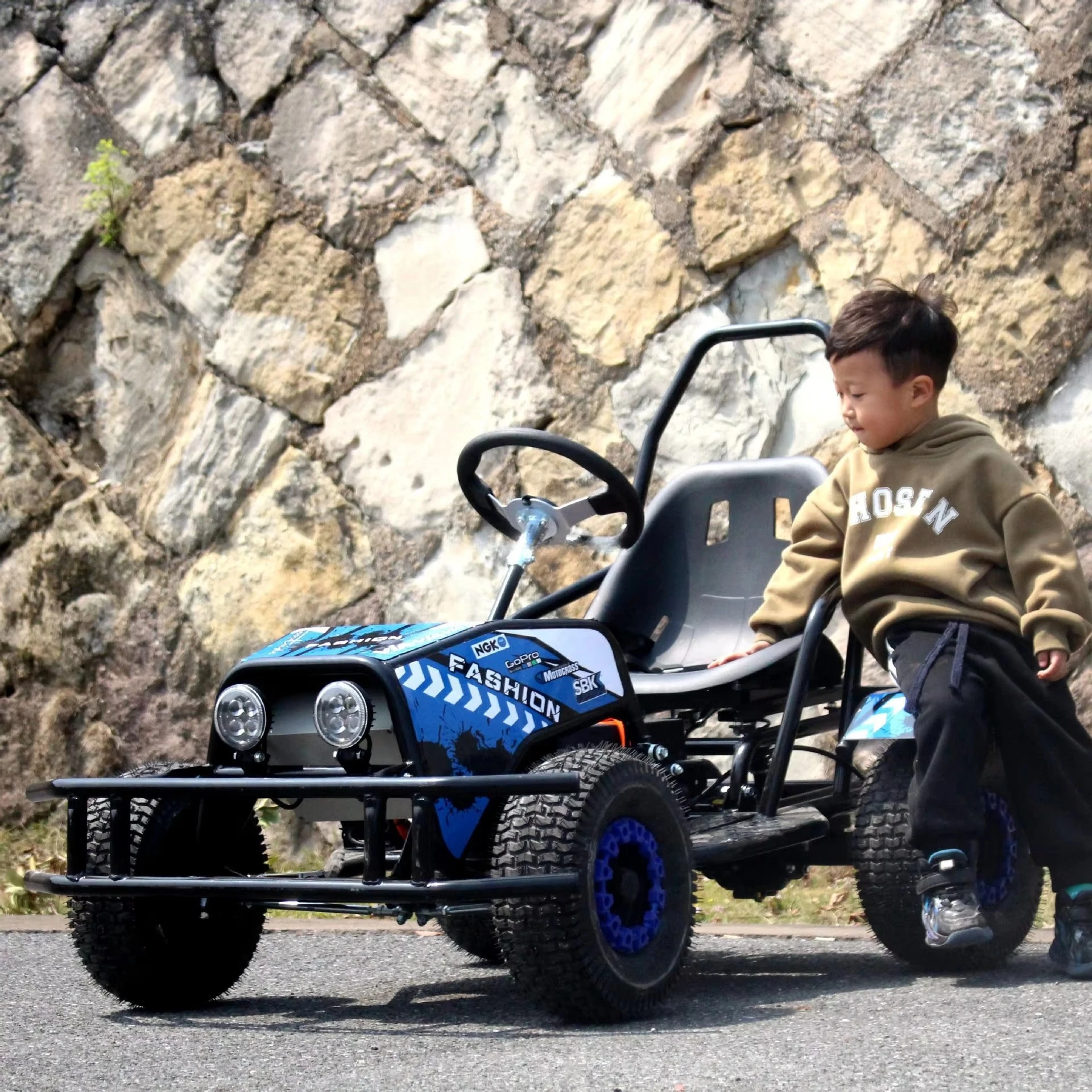Commercial Kids Electric Drift Kart 13 Inch Vacuum Tires Brushless Motor Shaft Drive Adjustable Seat Road 40km/h Max Speed