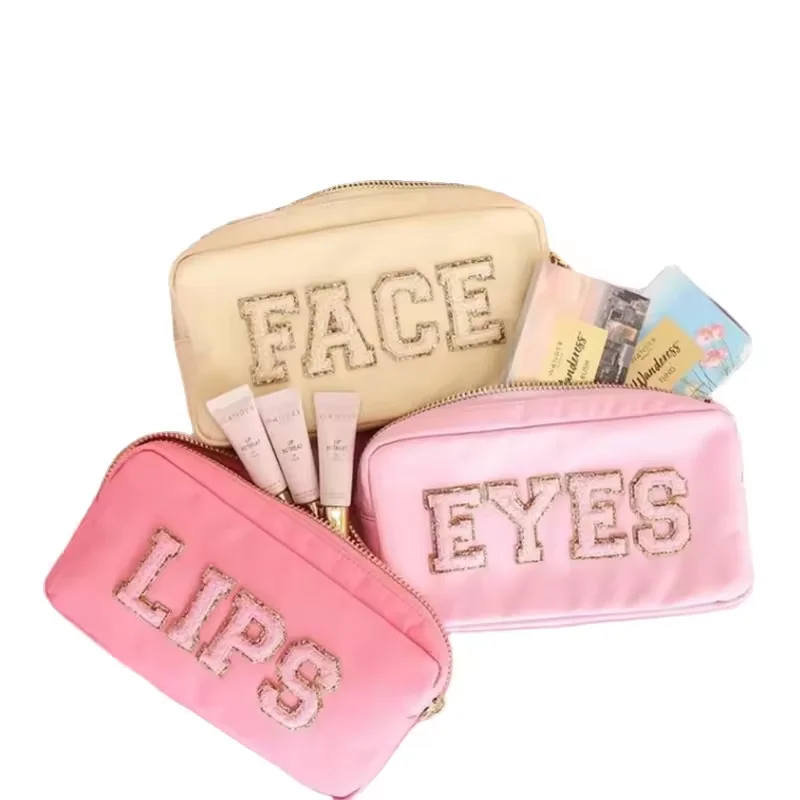 Can DIY Letter Gift Bag Nylon Pouch Make Up Women Waterproof Travel Makeup Organizer Toiletry Bag Zipper Large Cosmetic Bag