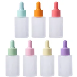 7X 10X  30ml Frosted Clear Round Thick Glass Dropper Bottles for Essential Oils Essence Eye Drop Pipettes Cap Refillable Flat