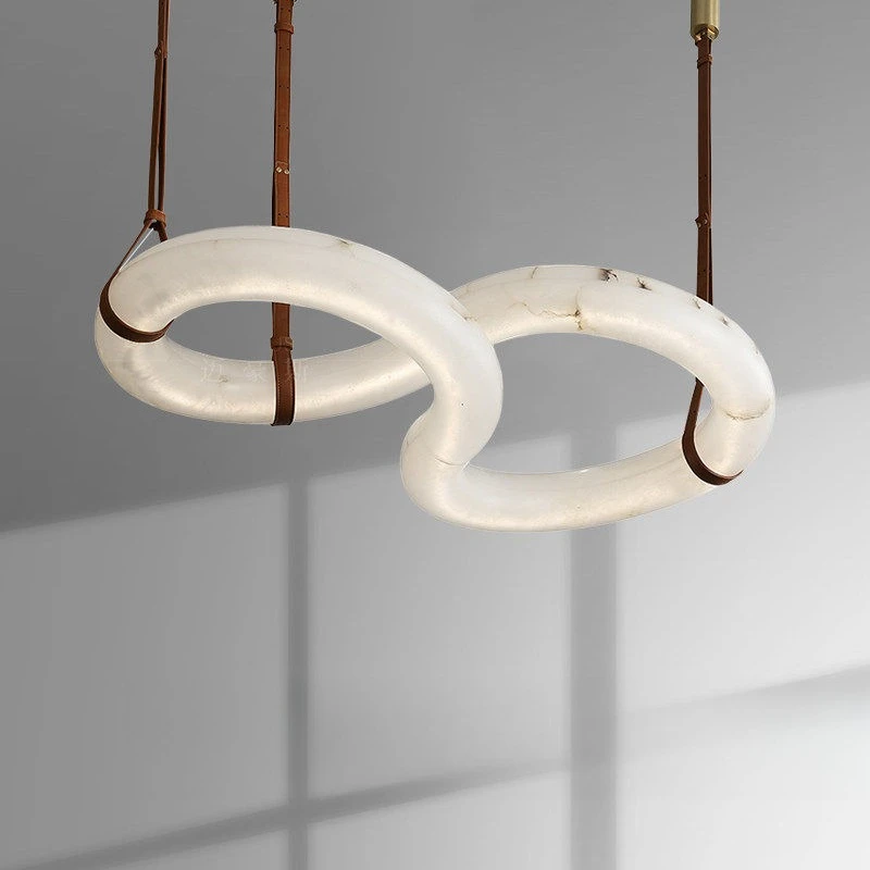 

Modern Minimalist Light Luxury Marble Pendant Light Shaped Villa Model Room Bar Counter Light Guest Restaurant All Copper Lamp