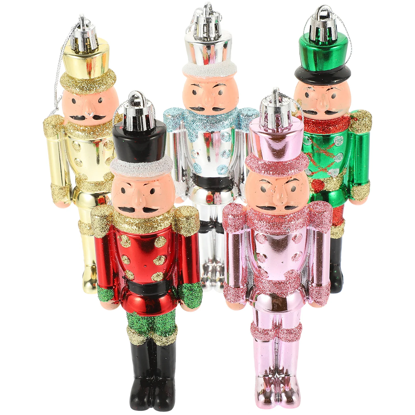 

5Pcs Plastic Nutcracker Pendant Colorful Hanging Ornament for Christmas Tree Decor Holiday Desktop Decoration Xmas Party