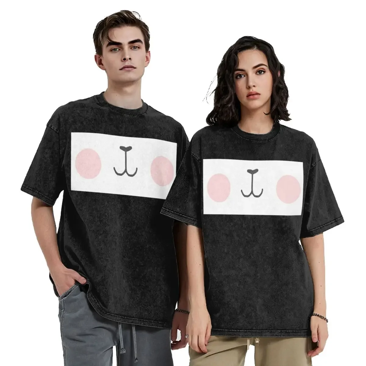 

Milk Bear And Mocha B Hip Hop Short Sleeve T-Shirts Washed Tops Tees Streetwear T Shirt Cotton for Men Women