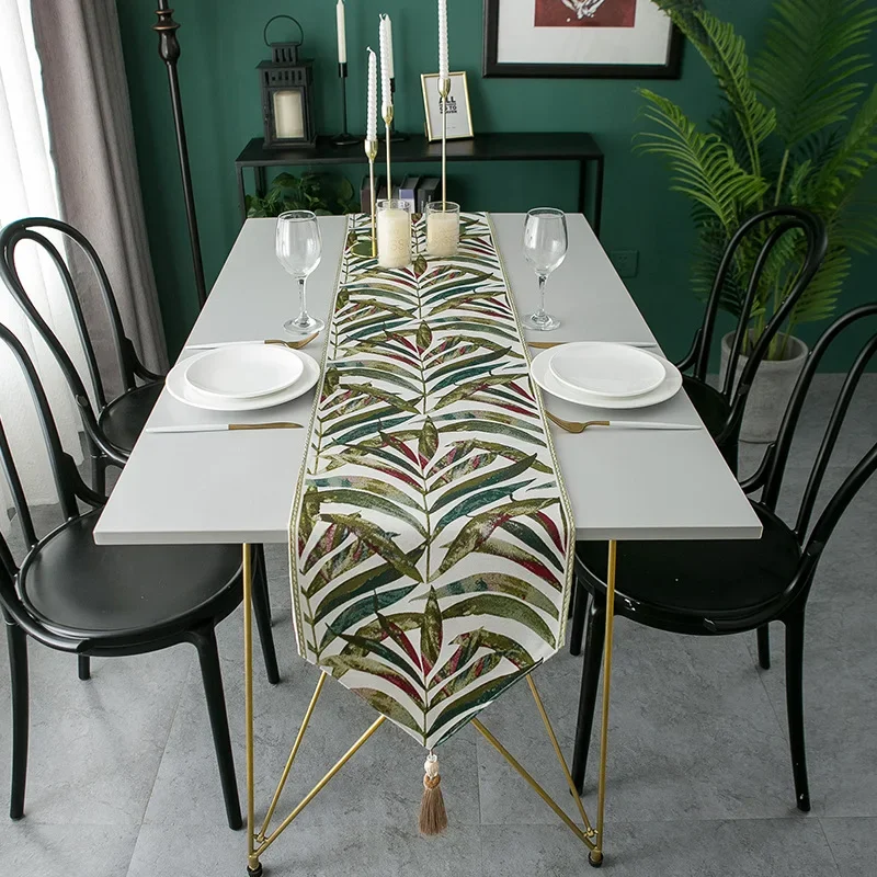 Colorful Chenille Table Runner Cabinet with Tassel Long Table Cloth Corridor Storage Cabinet Counter Decor Tablecloth Table Flag