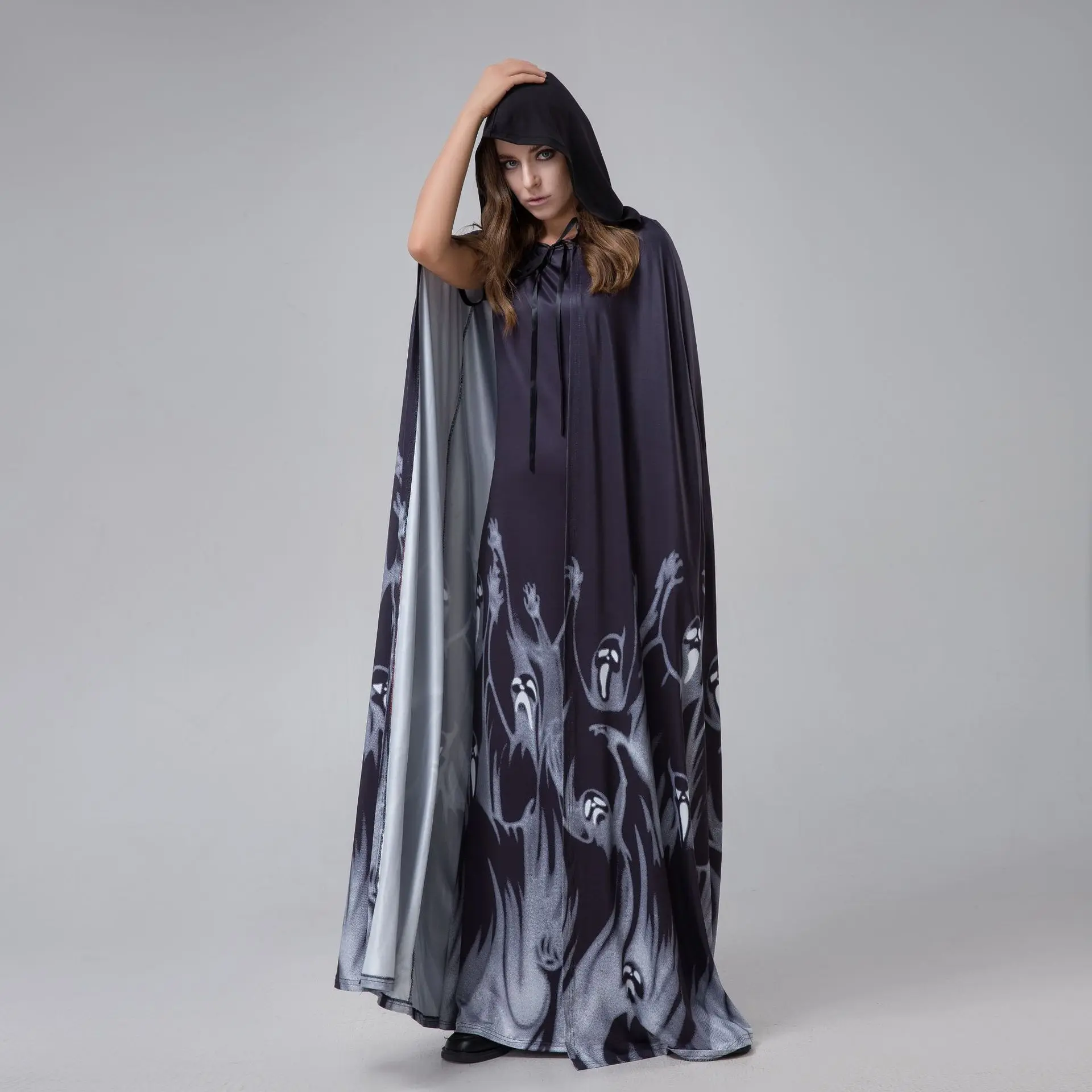 New Women's loween Cosplay Costume White Skeleton Ghost Bride Role-plang Outfit Set Polyester Spring 2025 Ethnic Stage Wear