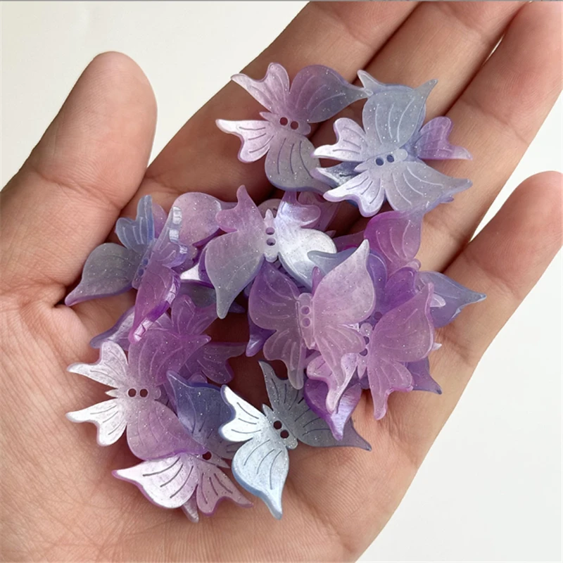 100 Pieces/Lot New Resin Acetic Acid 3D Acrylic Butterfly Beads Charm Connectors DIY Hair Earrings Jewelry Findings Accessories