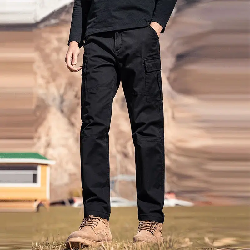 Spring Summer New Men Cargo Pants American Vintage Streetwear Fashion Male Clothes Six Pockets Casual Solid Straight Trousers