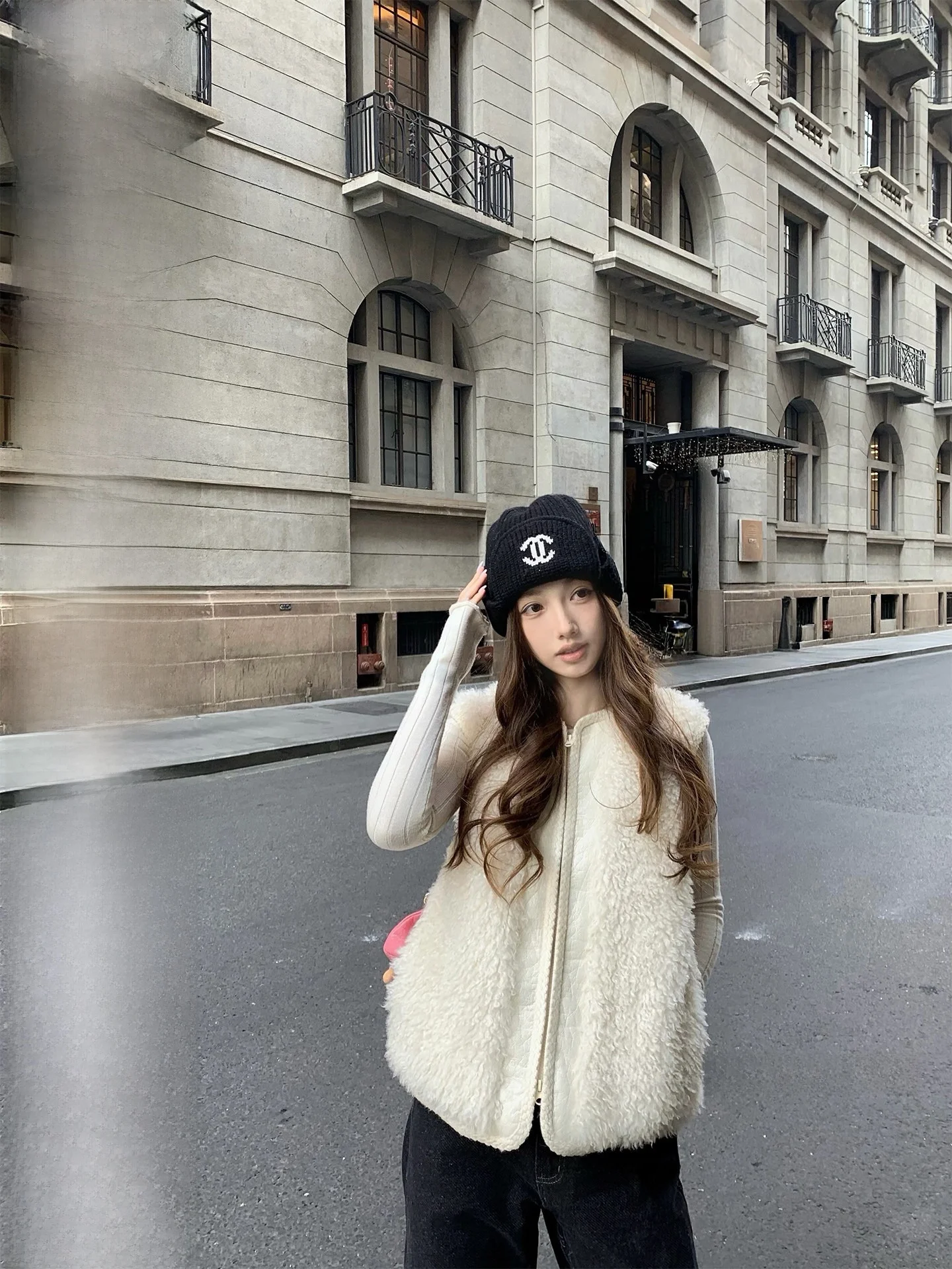 

Versatile Walnut a Furry Small Roll Teddy Velvet Painted Leather Jaet Casual Sle Stand Size Polyester Fiber