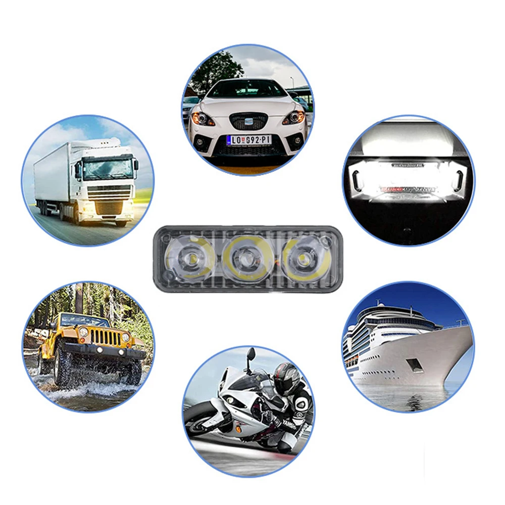 2Pcs Car 3LED Super White High Power Strobe Lights 6000K~7000K DRL Daytime Running Lights Universal LED Fog Lamp Car Accessories