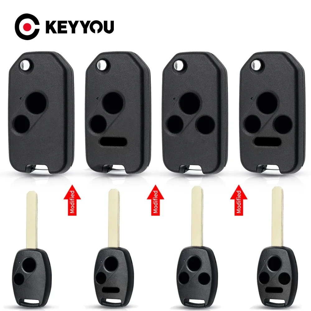 KEYYOU 1PCS Modified Car Key Shell Case For Honda Fit CRV Civic 2009 Insight Ridgeline HRV Jazz ACCORD Jazz 2008