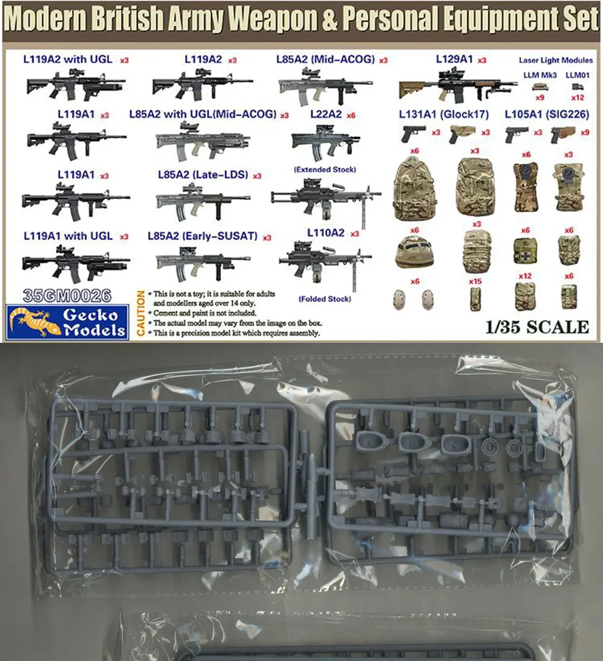 Gecko model 35GM0026 Modern British Army Weapon Equipment 1/35 Assembly Model Kit