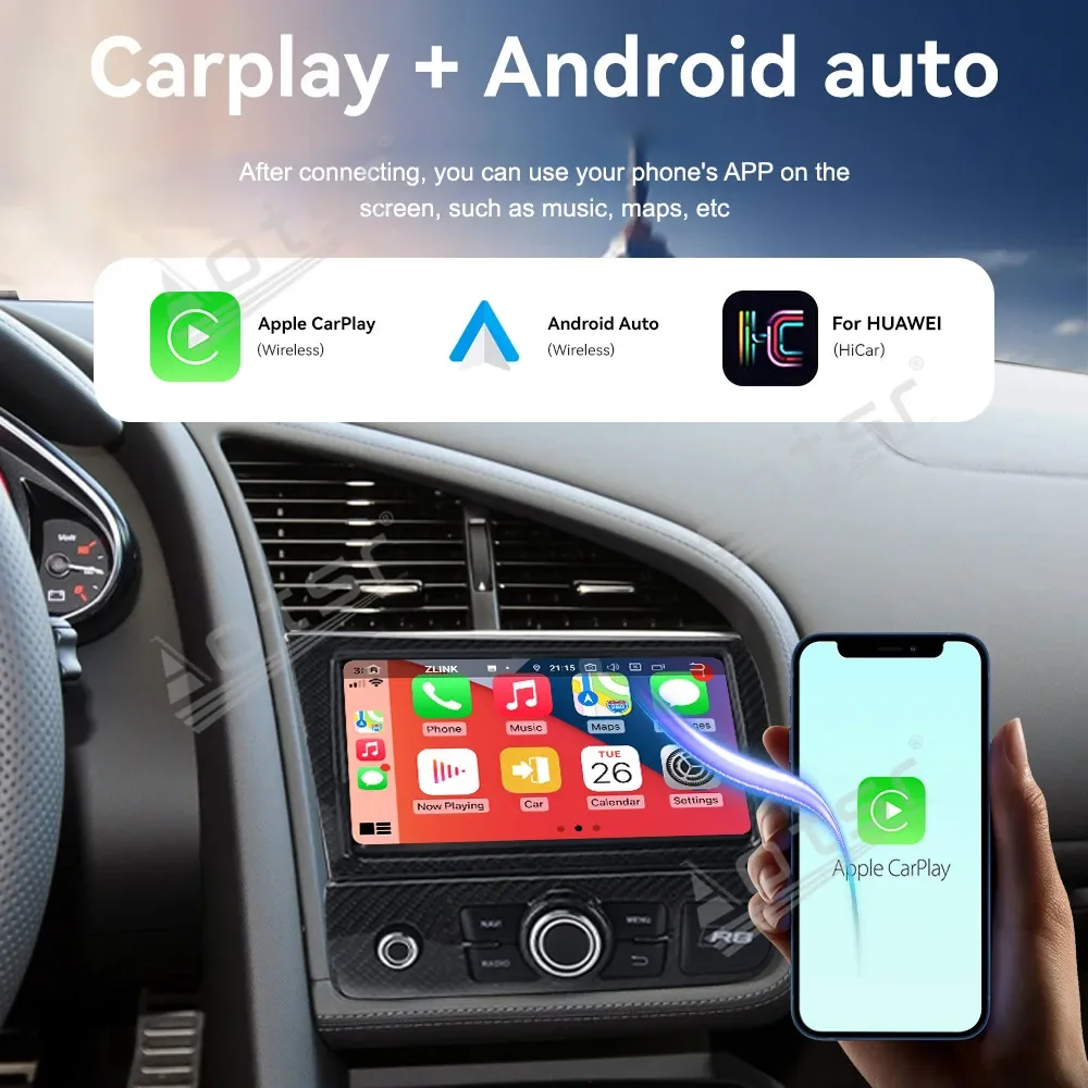 9 Inch Android 13 Carplay Car Radio for Audi R8 2007-2015 GPS Navigation Stereo Player Multimedia HD Touch Screen BT 4G WIFI