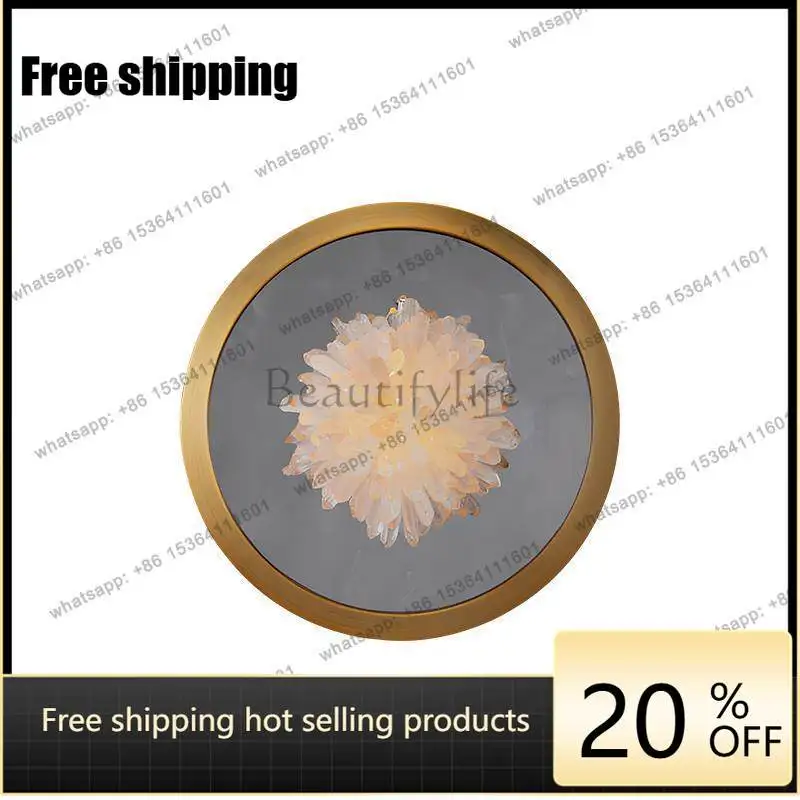 YJ European retro light luxury villa aisle natural rock crystal wall decoration can shine