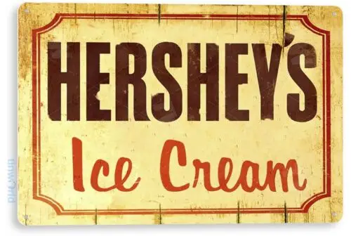 1p,TIN SIGN Rustic Hershey's Ice Cream Sign Shop Parlor Kitchen Cottage Farm A084