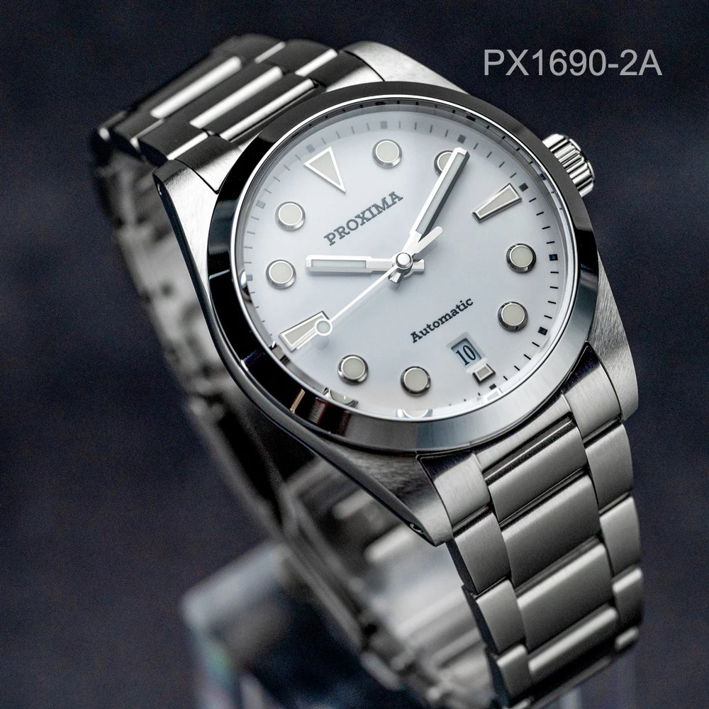 PX1690-2A 37MM Proxima Vintage Men Automatic Mechanical Watches PT5000 Sapphire Stainless Steel Enamel Dial 20Bar 2023 New